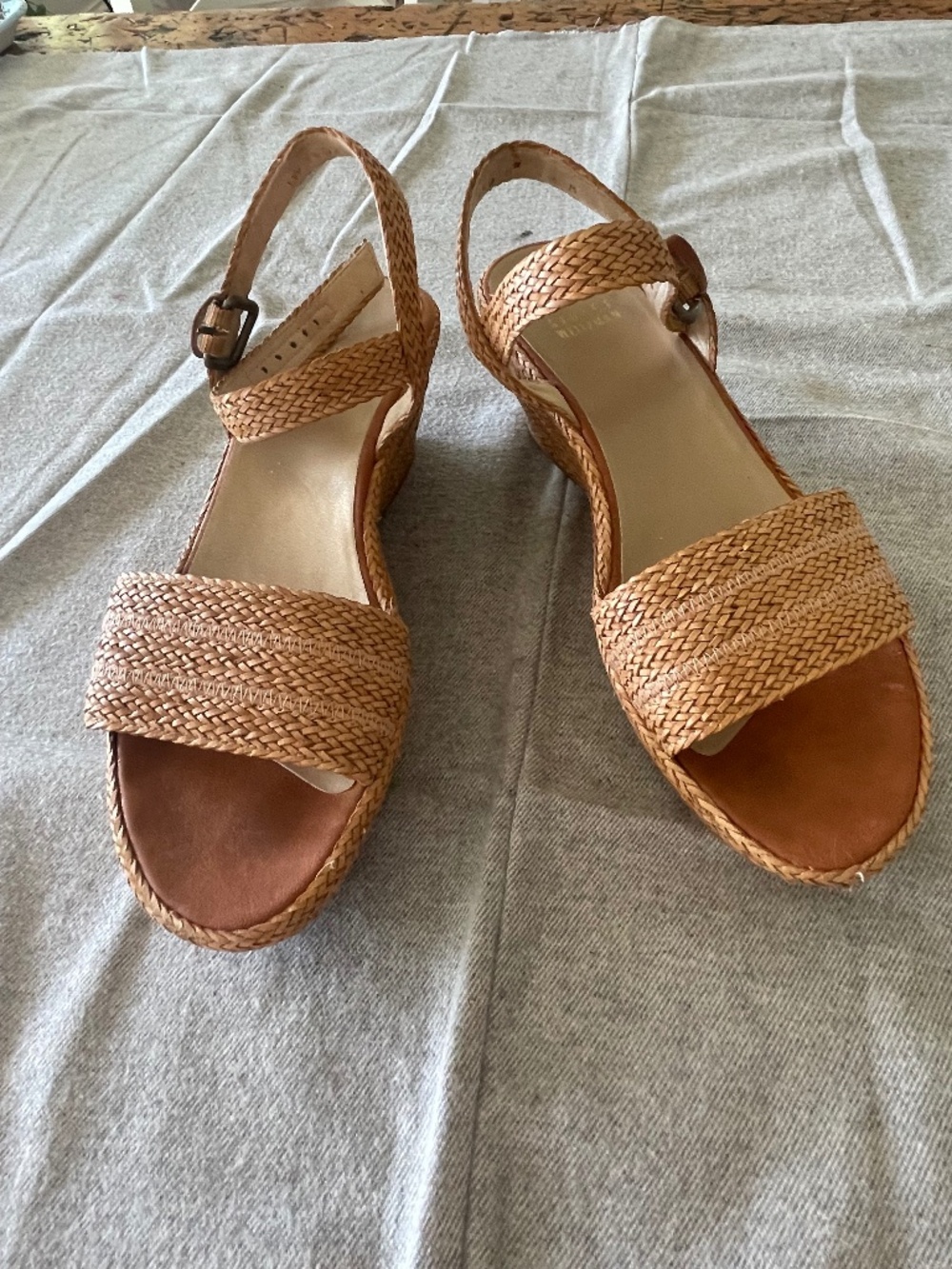 Stuart Weitzman Barbados Woven Slingback Platform Sandals Size 7.5M